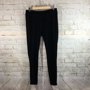 Coldwater Creek Black Velour Pull On Track Pants Straight Leg Comfort Women 10